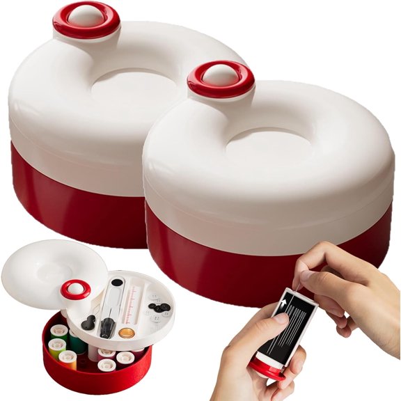 Rotating Magnetic Sewing Kit, 21PCS Basic Mini Sewing Supplies with Rotating Magnetic Organizer Box, Portable DIY Sewing Kit for Home Repair, Travel, and Stitching