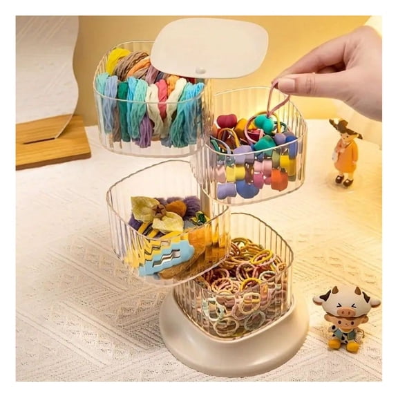 "Rotating Makeup Organizer 6-Tier Jewelry & Cosmetic Storage Tower"