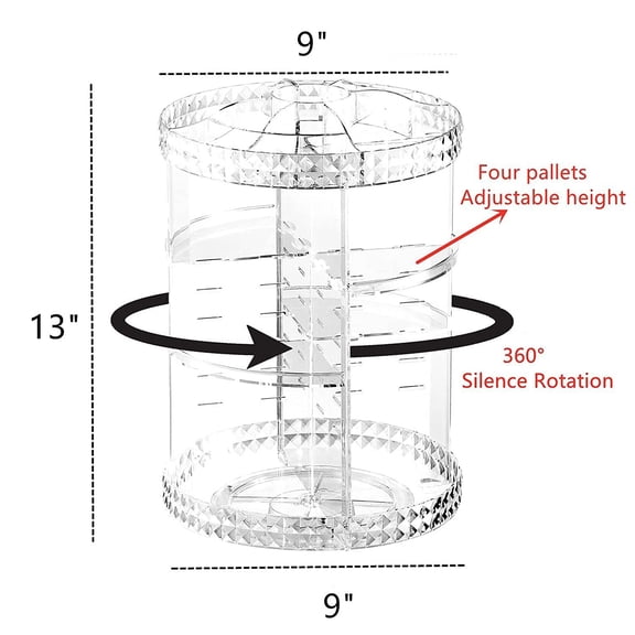 Rotating Makeup Organizer - Adjustable Shelf Height and Fully Rotatable, The Perfect Round Spinning Cosmetic Organizer for Bedroom