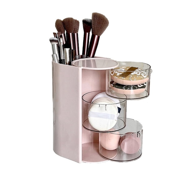 Rotating Makeup Organizer Cosmetic Holder for Sponges Brushes Lipsticks(One Size,Pink)