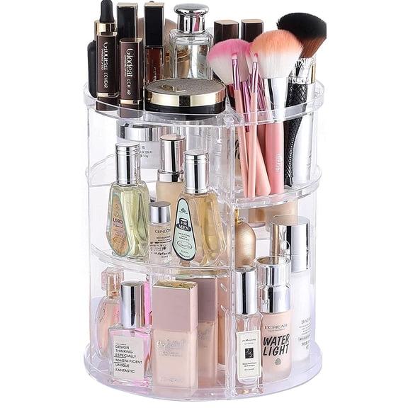 Rotating Makeup Organizer for Vanity,Adjustable Spinning Organizer and Make up Organizers for Counter,Lazy Susan Bathroom Organizer for Beauty Product,Skin Care,Perfume Organizer,Black