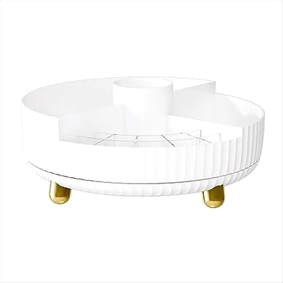 Rotating Makeup Organizer for Vanity - Bathroom Organizer and Lazy Organizer for Cosmetics Perfume Organizer Storage C,1 x Storage disk,White