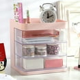 thumbnail image 1 of Rotating Makeup Storage Box, 3-Compartment Desk Organizer With Pull-Out Drawers And Built-In Pen Holder, Transparent Cosmetic Storage For Vanity Dresser Office And Bathroom, 1 of 6