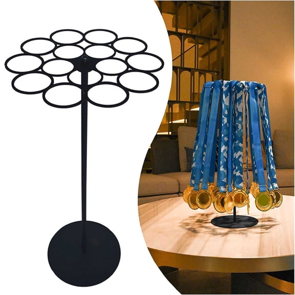 Rotating Medal Display Stand, Desktop Metal Trophy Holder for Sports Awards, Multi-Purpose Award Display Rack for Home & Office