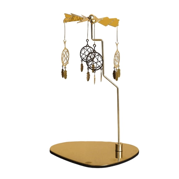 Rotating Metal Candle Carousel Stand Golden Spin‑Around Candle Topper With Hanging Ornaments Decorative Tabletop Candle Holder For Mantel Shelf Wedding Party Home Dining Table Centerpiece Display