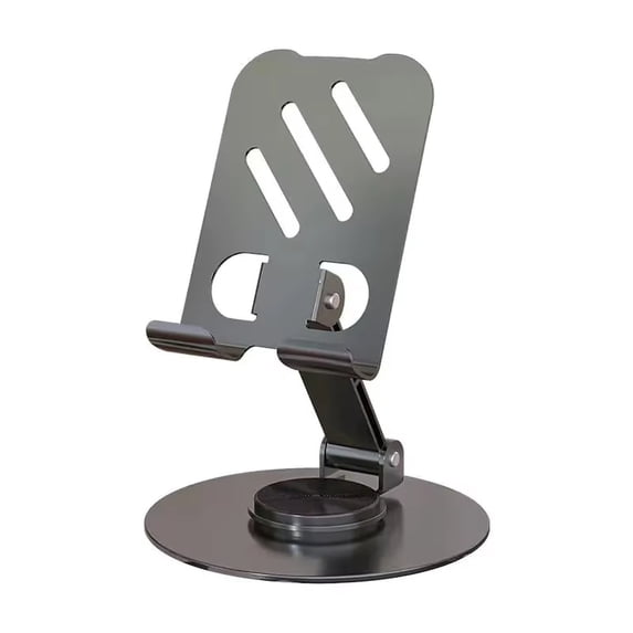 Rotating Metal Tablet Stand , Heavy Duty Foldable Desktop Holder for Phone and Tablet , Aluminum Alloy and Mechanical Solid Construction , Desktop Live Streaming and Home Office Video Viewing