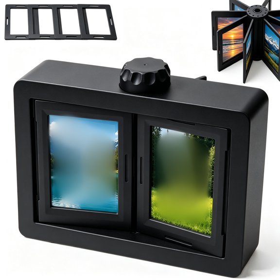 Rotating Mini Photo Album Frame – Holds 24 Cards,Desktop Spinning Picture Display Stand for Memory Collection, Couple Gift