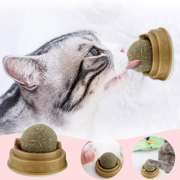 Rotating Mint Teeth Grinding Stick Licking Lollipop Interactive Toy Care Snack Supply for Feline Army Green 4.6x3.7 cm