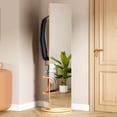 thumbnail image 1 of Rotating Mirror with Storage, Solid Wood Full Length Mirror Coat Rack, 360° Full Body Swivel Mirrors for Bedroom, Living Room, Cloakroom, 69" x 20" (Natural), 1 of 8