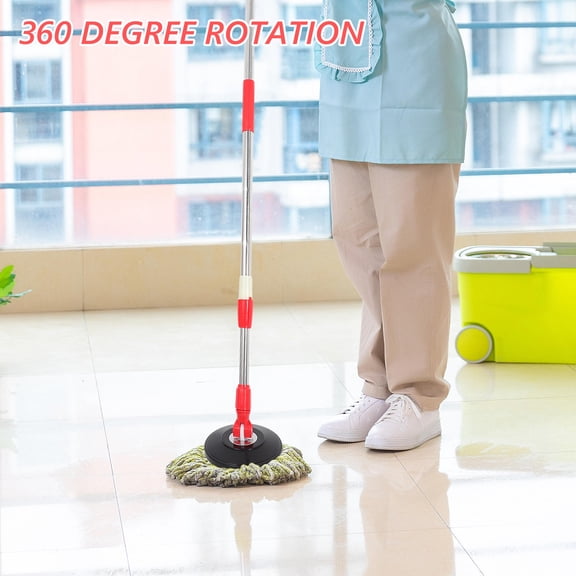 Rotating Mop Handle Replacement Stick with Durable Plastic Disc for Effective Bucket Cleaning Red