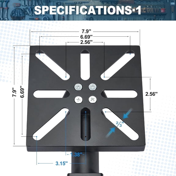 Rotating Mount for Vises Heavy-Duty Steel 7.9 Inch Plate