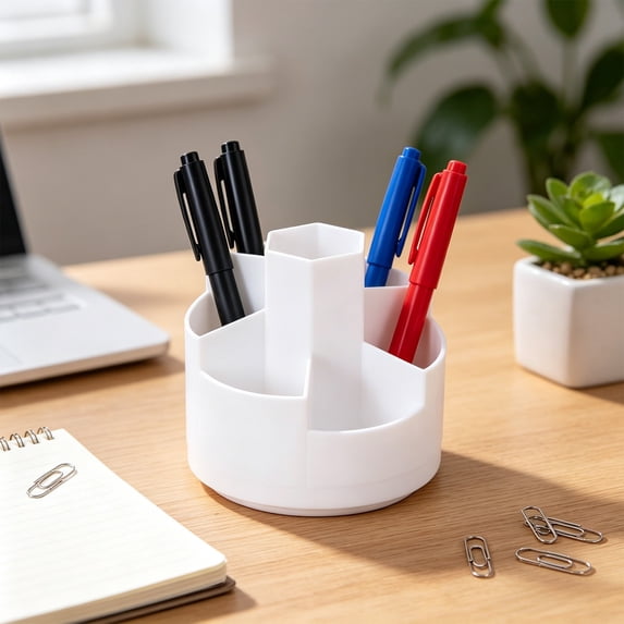 Rotating Multi Function Pen Holder, Multi Section Desktop Organizer for Campus Supplies, Fresh Style Study Accessory, Practical Dorm Room Gift for Campus