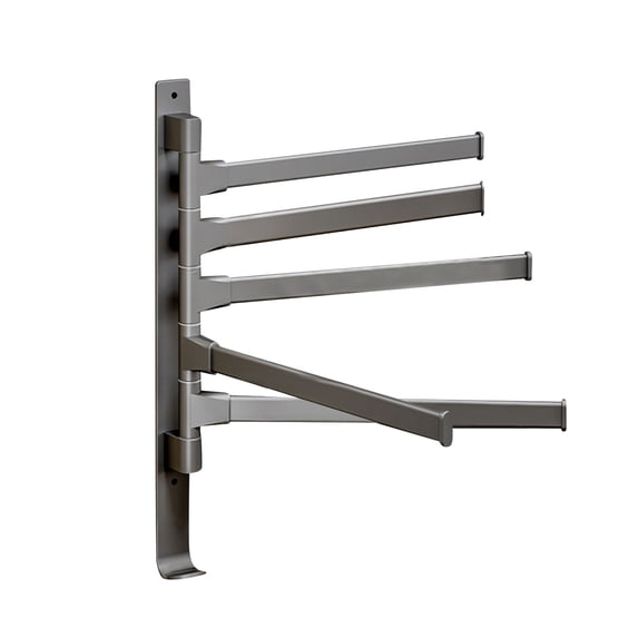 Rotating Multi-Rod Towel Bar, Punch-Free Wall Mounted Aluminum Rack, Space-Saving Bathroom Towel Holder, Multi-Rod Towel Bar For Family Bathrooms And Laundry Rooms(E)