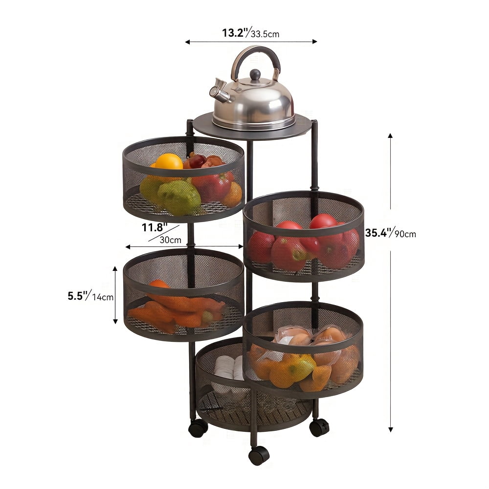 Circle Storage Rack Rotating Multi-Tier Circular Storage Rack, Mobile Storage Cart with ...