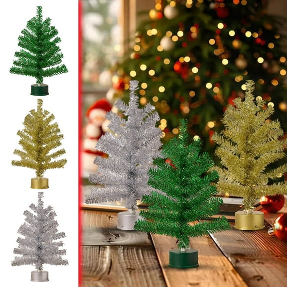 Rotating Musical Christmas Tree 1PC Light-Up Desktop Decor with Flexible Branches for Festive Home & Office Ambiance