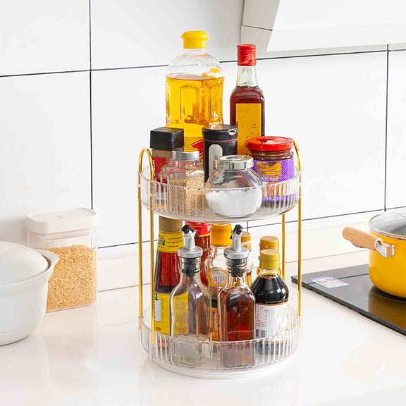 Rotating Organizer with 360-Degree Rotation and Adjustable Shelf Height, Multifunctional Storage Box for Cosmetics and Seasonings, Large Capacity Acrylic Design