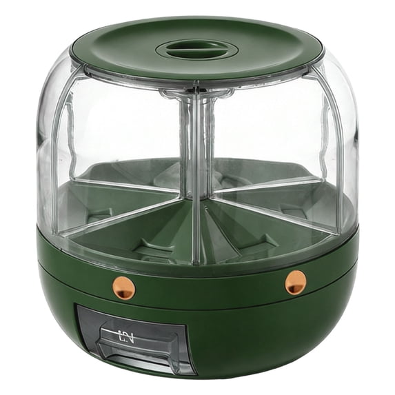 Rotating Partition Sealed Tank Storage Bucket, Candy Dispenser Gift Mini Gumball Vending Machine Grain Dispenser Snack Jelly Bean Holder Plastic Jar Container with Lid for Party Home(Green,9x9x9")
