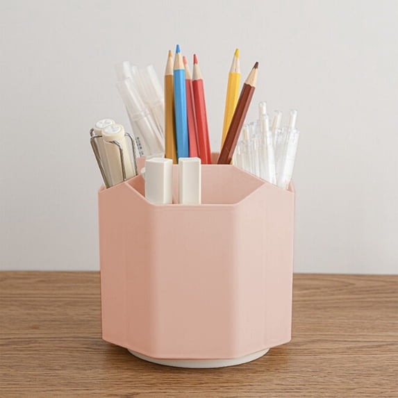 Rotating Pen Container Student Desk Organizer, Multi Compartment Pen Holder with Note Tray, 360 Degree Smooth Rotation Storage, Office S*chool Makeup Brush Holder Box