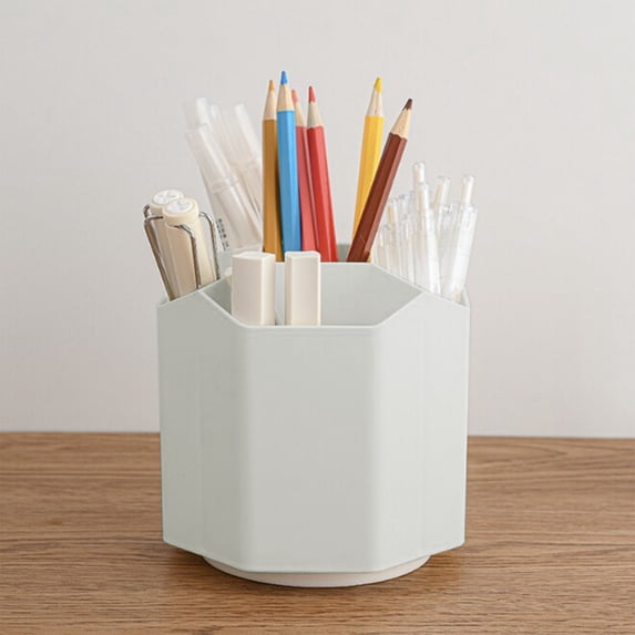 Rotating Pen Container Student Desk Organizer, Multi Compartment Pen Holder with Note Tray, 360 Degree Smooth Rotation Storage, Office S*chool Makeup Brush Holder Box