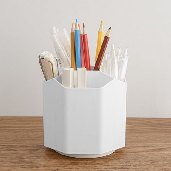 Rotating Pen Container Student Desk Organizer, Multi Compartment Pen Holder with Note Tray, 360 Degree Smooth Rotation Storage, Office S*chool Makeup Brush Holder Box