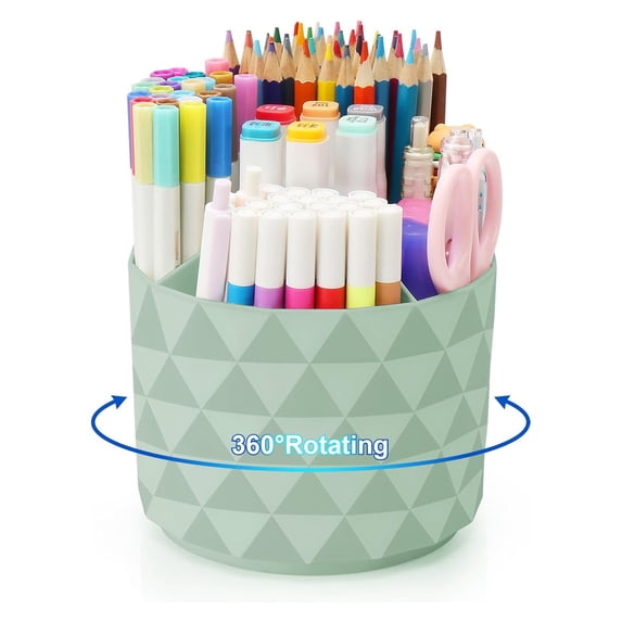 Rotating Pen Holder Desk Organizer Pattern 5-Slot Cute Office Home Art Decor