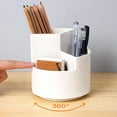 thumbnail image 1 of Rotating Pen Holder, Desk Organizer with 3 Compartments, 360-Degree Spinning Base for Easy Access, Compact Desktop Storage for Office and Home, 1 of 8
