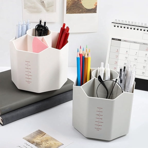 Rotating Pen Holder Organizer Desktop Storage - Large Capacity Multi-Compartment 360° Spinning Desk Organizer Modern Office Stationery Supplies