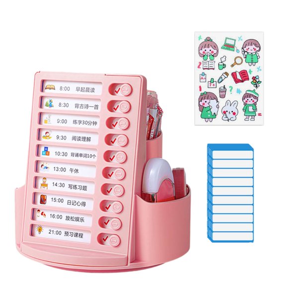Rotating Pen Holder with Chore Chart Checklist Board 2 in 1 Desk Organizers