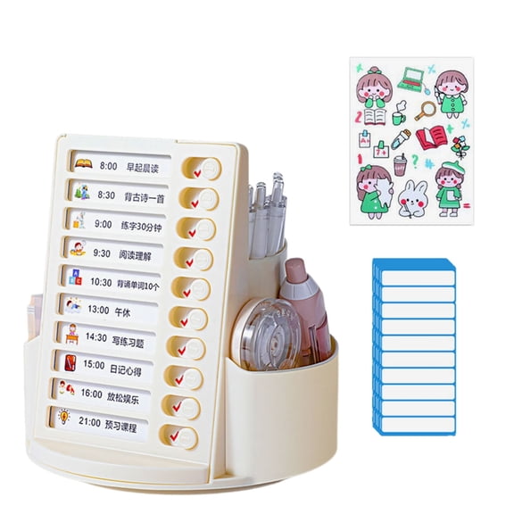 Rotating Pen Holder with Chore Chart Checklist Board 2 in 1 Desk Organizers