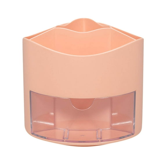 Rotating Pen Pencil Holder 360-Degree with Drawer, 5 Compartments Desk Stationary Cosmetic Makeup Brushes Holder for Dressing Table, Home, office, Desktop