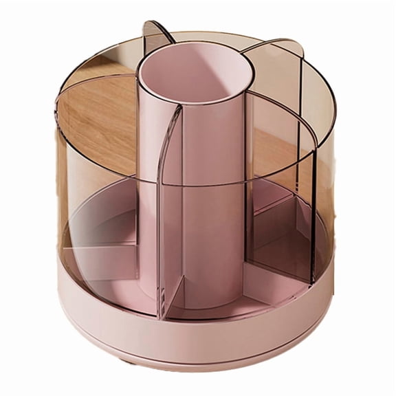 Rotating Pencil Organizer 6 Compartments 360 Turntable Detachable Cosmetics Storage Box Round Revolving Makeup Brush,B