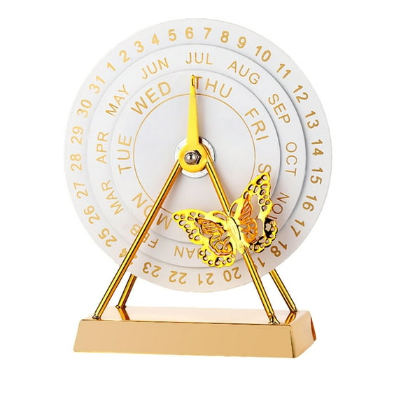 Rotating Perpetual Calendar Desk Ornament - Functional Iron Decor with Vintage Style - Date Adjusting Plan for Office or Home Study Room