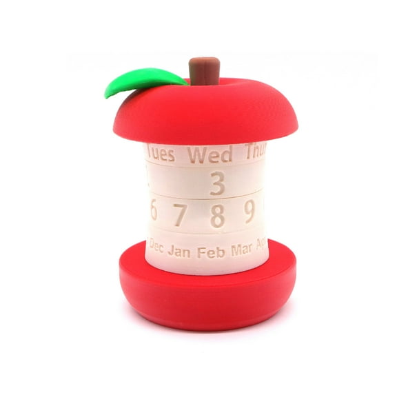 Rotating Perpetual Desk Calendar – Fruit Core Design, Manual Month & Date Display, Decorative Office Desktop Accessory for Home, Bookshelf, or Gift Use