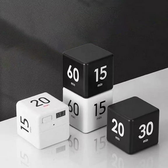 Rotating Pomodoro Timer 1-60 Minutes Preset LED Display Adjustable Volume Cube Timer for Work Study Kitchen Portable Sensor-Controlled Adjustable Volume Timer