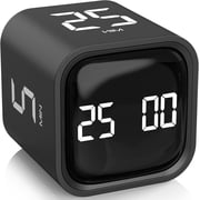 Rotating Pomodoro Timer 5, 25, 10 50 Minutes Preset, Desk Productivity Flip Timer, ADHD Tool Cube Countdown Stopwatch, Vibration/High/Low Volume/Custom Modes, for Work, Study, Back to School, Kitchen