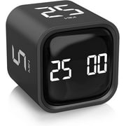 Rotating Pomodoro Timer 5, 25, 10 50 Minutes Preset, Desk Productivity Flip Timer for Work, Study, Kitchen,Black