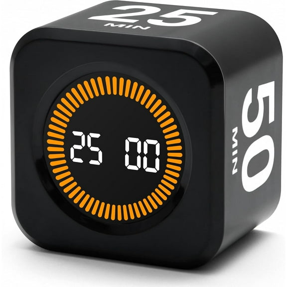Rotating Pomodoro Timer,Desk Productivity Flip Timer, ADHD Tool Cube Countdown Stopwatch for Work, Study,Kitchen