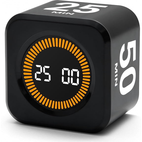 Rotating Pomodoro Timer,Desk Productivity Flip Timer, ADHD Tool Cube Countdown Stopwatch for Work, Study,Kitchen