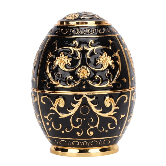 Rotating Press Toothpick Holder Box 3D Carved Egg shaped Organizer European Style Decoration for Home Kitchen Hotel[golden ]