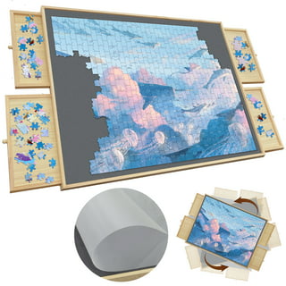 TEAKMAMA 2000 Piece Rotating Puzzle Board with Drawers and Cover, 41 X  27.6 Portable Jigsaw Puzzle Table, Lazy Susan Spining Puzzle Boards for