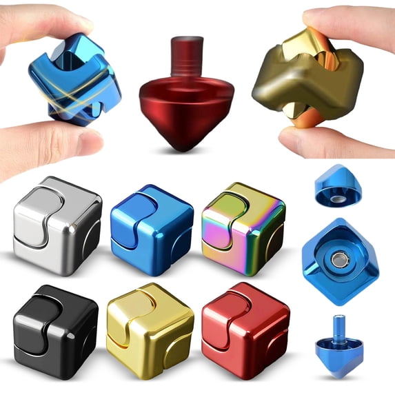 Rotating Puzzle, Finger Spinner Cube for Adults, BrainTeaser Stress Relief for Focus and Relaxation, Perfect Travel Game Gift, 1Pack Black