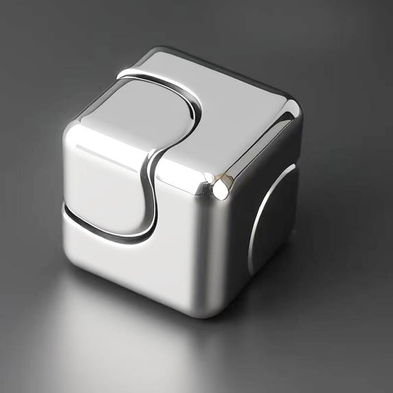 Rotating Puzzle, Finger Spinner Cube for Adults, BrainTeaser Stress Relief for Focus and Relaxation, Perfect Travel Game Gift, 1Pack Silver