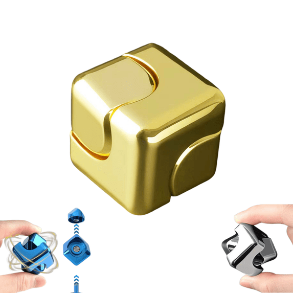Rotating Puzzle Finger Toy for Kids and Adults, Metal Fidget Block Sensory Focus Toy Cool Desk Gadgets Office Toys