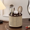 thumbnail image 1 of Rotating Rattan Texture Storage Organizer Desk Pen Holder Makeup Brush Vanity Container, 1 of 6