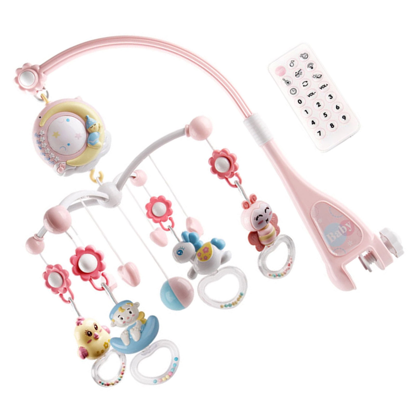 Rotating Rattles and Remote Control Music Box with Music Night Lights Baby Sleeping Toy Baby Musical Crib Mobile