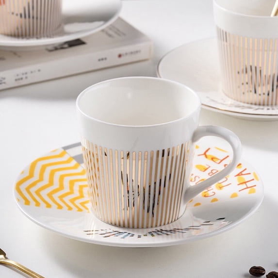 Rotating Reflection Ceramic Coffee Mug | Moving Design with Golden Strokes | Round Handle & Anti-Slip Base | 12oz Tea & Coffee Cup