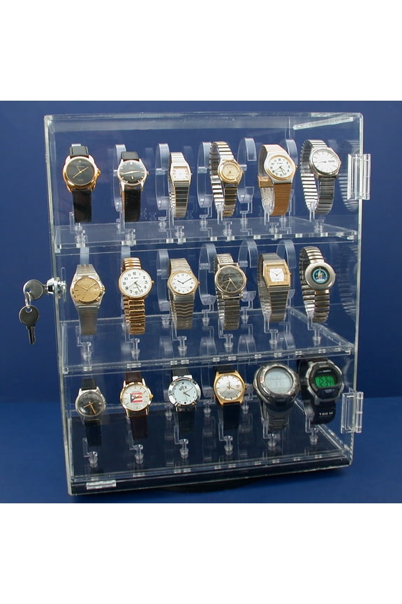 Rotating Revolving Watch Display Case Counter 4 Shows 15 1/4" New