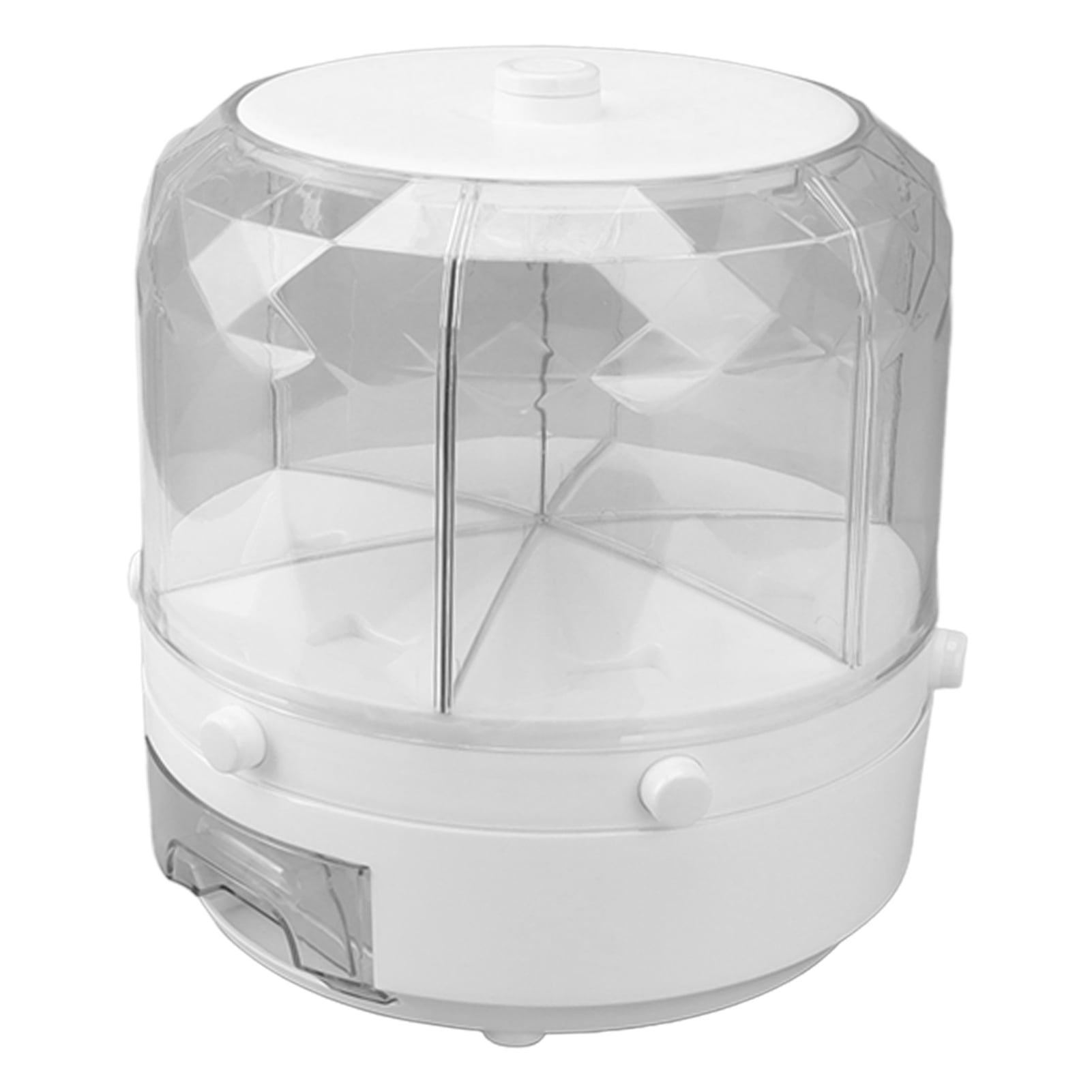 Rotating Rice Dispenser, Clear Body Rotatable Dry Food Container 13.2lb Capacity 6 Grid For