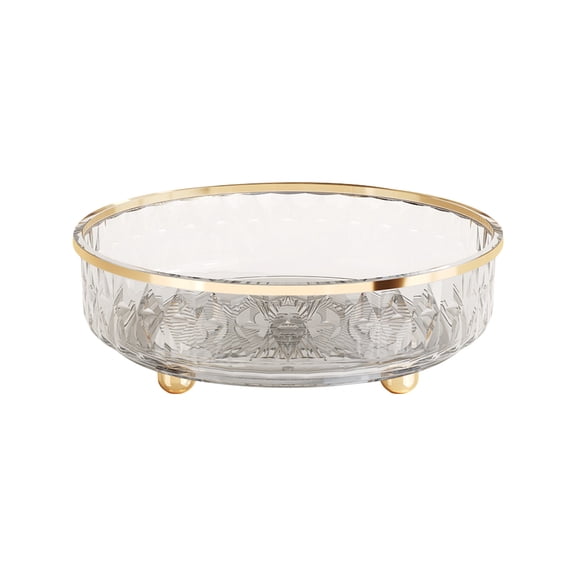 Rotating Round Fruit Tray - Transparent Plastic Snack & Candy Holder, Stackable Easy-Clean Storage, Stylish Textured Design for Kitchen & Party(White)