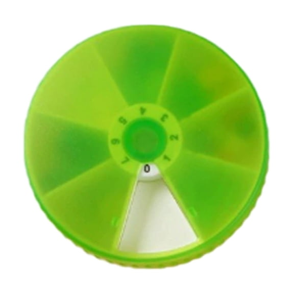 Rotating Round Daily Pill Organizer with Independent Lids for Travel and Home Medication Storage